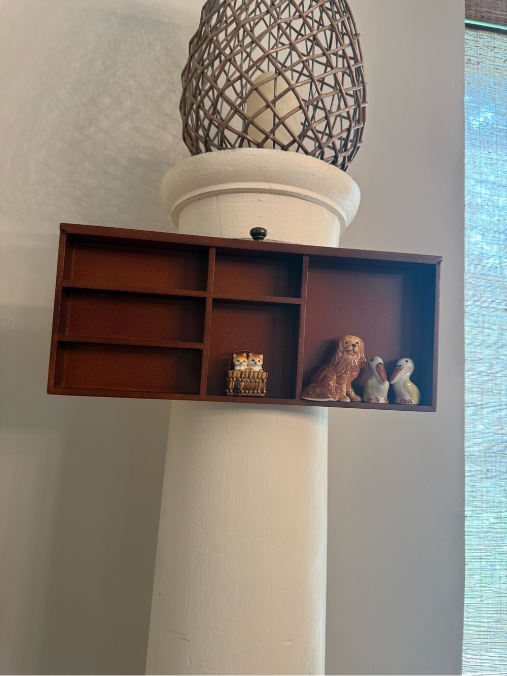 Wooden Desk Organizer Tray in Rust Brown - Display Trinket Shelf